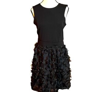Carla Conti Black 3D Floral Cutout Back Cocktail Mini Dress Size XL NWOT Italy